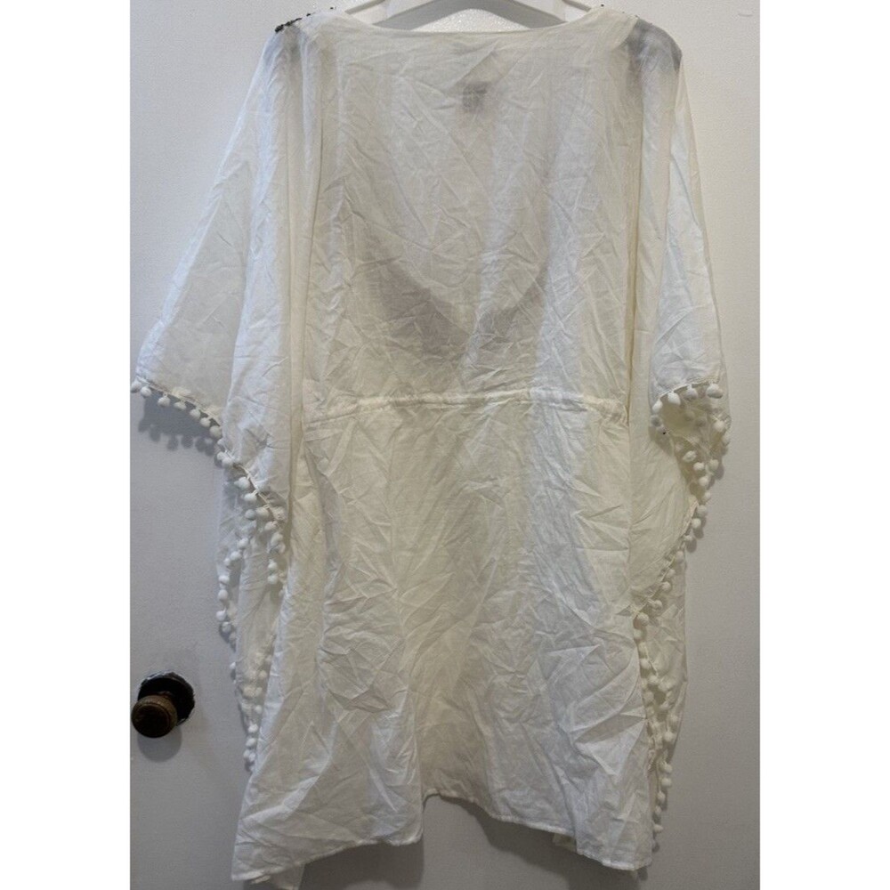 Women’s bathing suit cover up dress -white With Loose Fitting Sleeves Medium - Picture 2 of 4